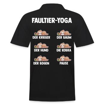 Faultier Yoga - Männer Poloshirt - Schwarz - Hinten - Kai (181cm)