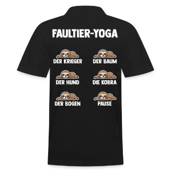 Faultier Yoga - Männer Poloshirt - Schwarz - Hinten - Kai (181cm)
