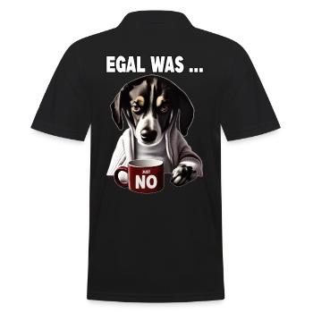 Egal was - no Mürrische Lustige Hund - Männer Poloshirt - Schwarz - Hinten - Kai (181cm)