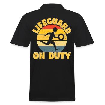 Lifeguard On Duty Distressed - Men's Polo Shirt - black - Back - Kai (181cm)