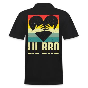 Cute Lil Bro Siblings Brothers Touching Heart - Men's Polo Shirt - black - Back - Kai (181cm)