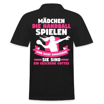 Handballspieler Handballer Handballverein Handball - Männer Poloshirt - Schwarz - Hinten - Kai (181cm)