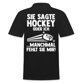 Eishockey Hockeyspieler Hockey - Männer Poloshirt - Schwarz - Hinten - Kai (181cm)
