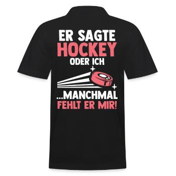 Eishockey Hockeyspieler Hockey - Männer Poloshirt - Schwarz - Hinten - Kai (181cm)