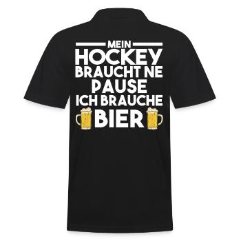 Eishockey Hockeyspieler Hockey - Männer Poloshirt - Schwarz - Hinten - Kai (181cm)