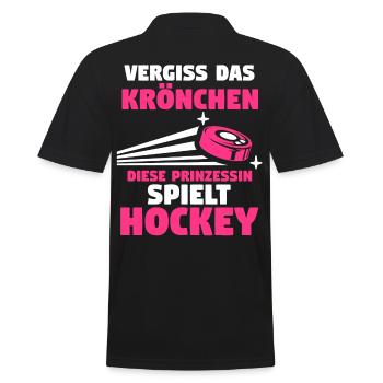 Eishockey Hockeyspieler Prinzessin Hockey - Männer Poloshirt - Schwarz - Hinten - Kai (181cm)
