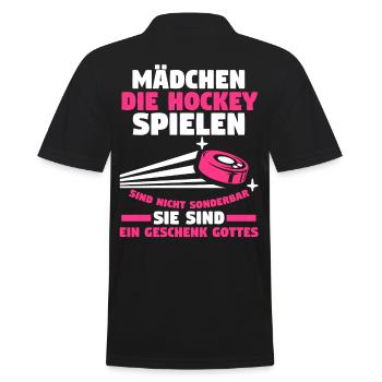 Eishockey Hockeyspieler Hockey - Männer Poloshirt - Schwarz - Hinten - Kai (181cm)