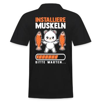 Muskeln Sport Fitness Gewichtheben Bär - Männer Poloshirt - Schwarz - Hinten - Kai (181cm)