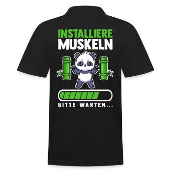 Muskeln Sport Fitness Gewichtheben Panda - Männer Poloshirt - Schwarz - Hinten - Kai (181cm)
