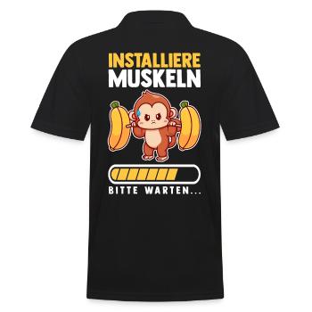 Muskeln Sport Fitness Gewichtheben Banane Affe - Männer Poloshirt - Schwarz - Hinten - Kai (181cm)