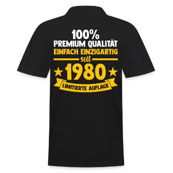 Jahrgang 1980 43 Jahre Geburtstag - Männer Poloshirt - Schwarz - Hinten - Kai (181cm)