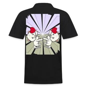Herz Katzen Glückwunsch Gratulieren Geburtstag - Männer Poloshirt - Schwarz - Hinten - Kai (181cm)