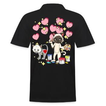Für Kinder malen Katze Pinsel Kindergarten bunt - Männer Poloshirt - Schwarz - Hinten - Kai (181cm)