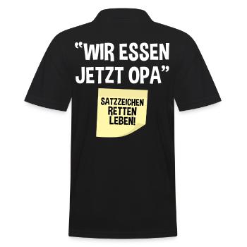 Wir essen jetzt Opa - Männer Poloshirt - Schwarz - Hinten - Kai (181cm)