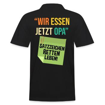 Wir essen jetzt Opa - Männer Poloshirt - Schwarz - Hinten - Kai (181cm)