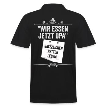 Wir essen jetzt Opa - Männer Poloshirt - Schwarz - Hinten - Kai (181cm)