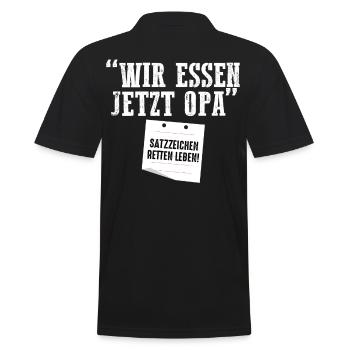Wir essen jetzt Opa - Männer Poloshirt - Schwarz - Hinten - Kai (181cm)