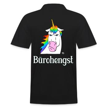 Bürohengst lustiges Regenbogen Einhorn - Männer Poloshirt - Schwarz - Hinten - Kai (181cm)