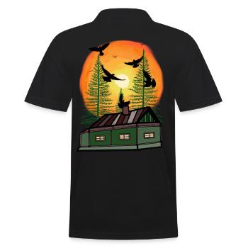 Real estate house cottage dwelling lonely solitude raven - Men's Polo Shirt - black - Back - Kai (181cm)