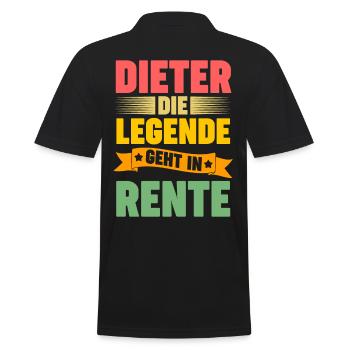Dieter die Legende geht in Rente - Männer Poloshirt - Schwarz - Hinten - Kai (181cm)