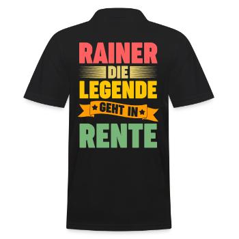 Rainer die Legende geht in Rente - Männer Poloshirt - Schwarz - Hinten - Kai (181cm)
