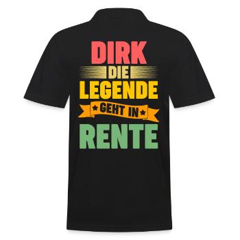 Dirk die Legende geht in Rente - Männer Poloshirt - Schwarz - Hinten - Kai (181cm)
