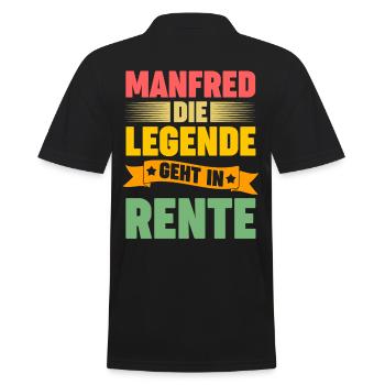 Manfred die Legende geht in Rente - Männer Poloshirt - Schwarz - Hinten - Kai (181cm)