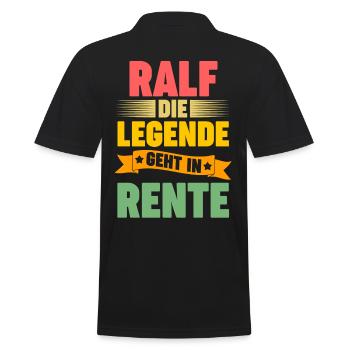 Ralf die Legende geht in Rente - Männer Poloshirt - Schwarz - Hinten - Kai (181cm)