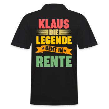 Klaus die Legende geht in Rente - Männer Poloshirt - Schwarz - Hinten - Kai (181cm)