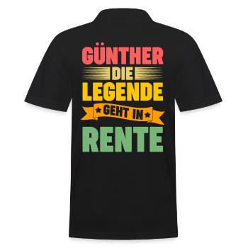 Günther die Legende geht in Rente - Männer Poloshirt - Schwarz - Hinten - Kai (181cm)
