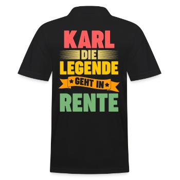 Karl die Legende geht in Rente - Männer Poloshirt - Schwarz - Hinten - Kai (181cm)