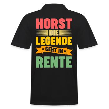 Horst die Legende geht in Rente - Männer Poloshirt - Schwarz - Hinten - Kai (181cm)