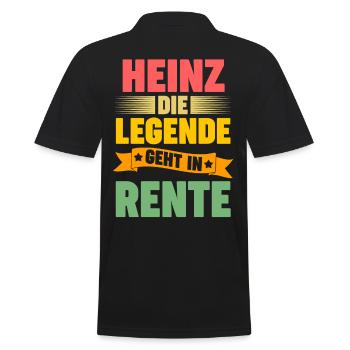 Heinz die Legende geht in Rente - Männer Poloshirt - Schwarz - Hinten - Kai (181cm)