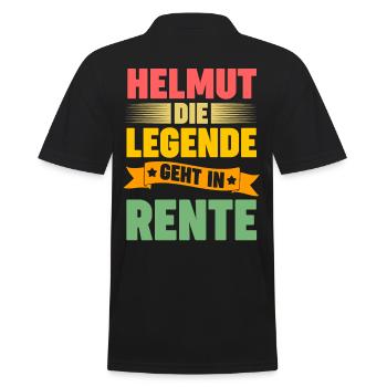 Helmut die Legende geht in Rente - Männer Poloshirt - Schwarz - Hinten - Kai (181cm)
