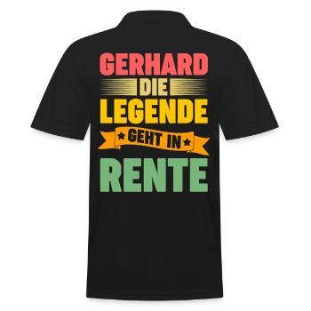 Gerhard die Legende geht in Rente - Männer Poloshirt - Schwarz - Hinten - Kai (181cm)