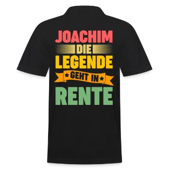 Joachim die Legende geht in Rente - Männer Poloshirt - Schwarz - Hinten - Kai (181cm)