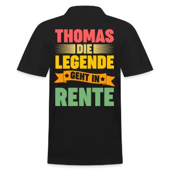 Thomas die Legende geht in Rente - Männer Poloshirt - Schwarz - Hinten - Kai (181cm)