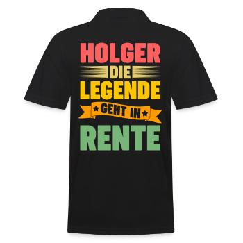 Holger die Legende geht in Rente - Männer Poloshirt - Schwarz - Hinten - Kai (181cm)