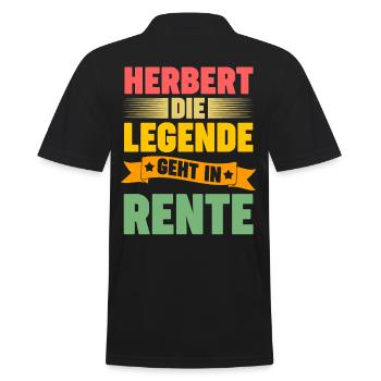 Herbert die Legende geht in Rente - Männer Poloshirt - Schwarz - Hinten - Kai (181cm)