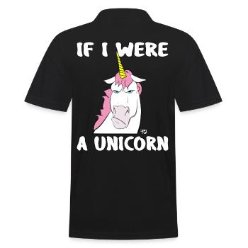 Wenn ich ein Einhorn wäre, lustiges - Männer Poloshirt - Schwarz - Hinten - Kai (181cm)
