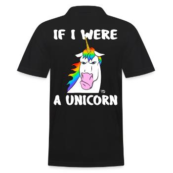 If I were a unicorn, funny - Men's Polo Shirt - black - Back - Kai (181cm)