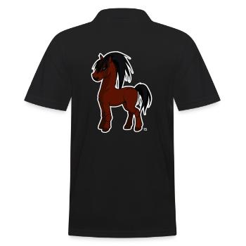 kawaii pferd süßes Pony mit Fantasie - Männer Poloshirt - Schwarz - Hinten - Kai (181cm)