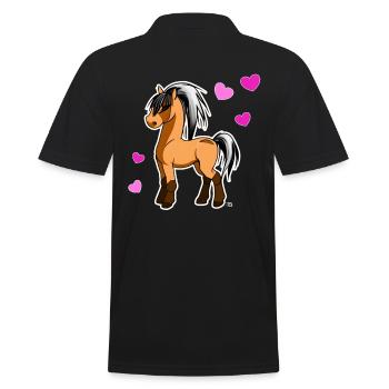 Cute Kawaii Fjord Horse Mignon Poney avec coeur - Polo Homme - noir - Dos - Kai (181cm)