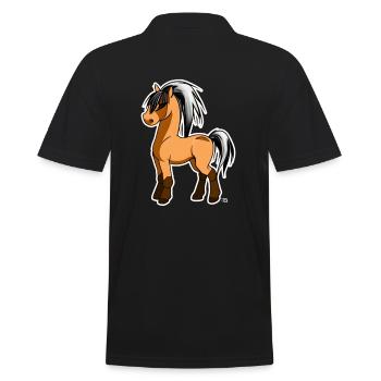 Cute Kawaii Fjord Horse Mignon Poney avec coeur - Polo Homme - noir - Dos - Kai (181cm)