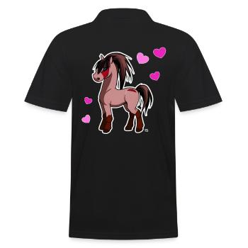 kawaii pferd niedliches manga Pony mit Herzen - Männer Poloshirt - Schwarz - Hinten - Kai (181cm)