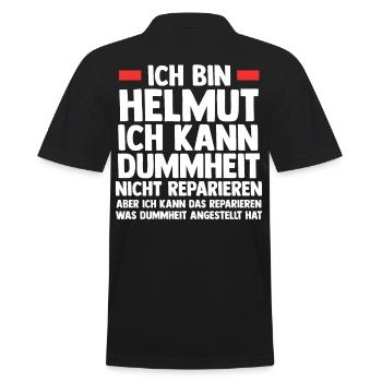Helmut - Männer Poloshirt - Schwarz - Hinten - Kai (181cm)