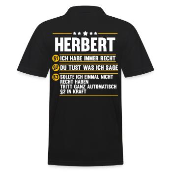 Herbert - Männer Poloshirt - Schwarz - Hinten - Kai (181cm)