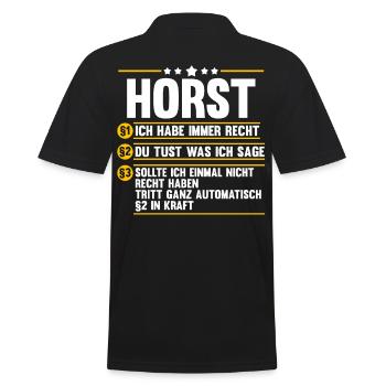 Horst - Männer Poloshirt - Schwarz - Hinten - Kai (181cm)