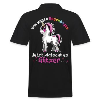 von wegen Regenbogen lustiges Einhorn Spruch - Männer Poloshirt - Schwarz - Hinten - Kai (181cm)