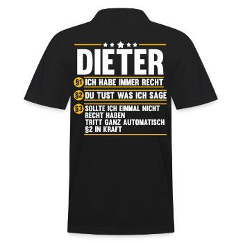 Dieter - Männer Poloshirt - Schwarz - Hinten - Kai (181cm)